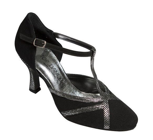 Scarpa 3266 in pelle di camoscio nero + lucertolina argento