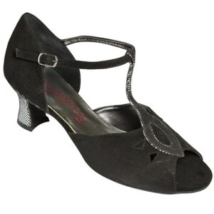 Scarpa 3453 pelle di camoscio nero + lucertolina argento
